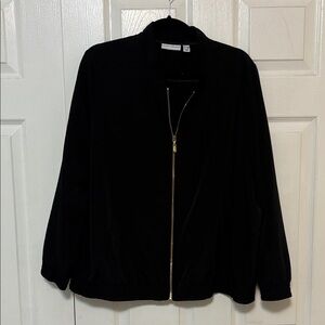 Susan Graver Elegant Black Bomber Jacket